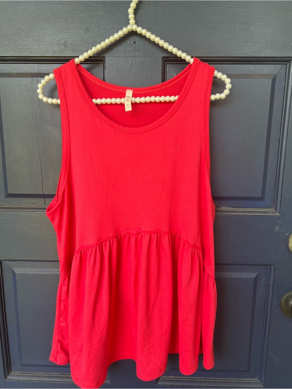 mts Red Sleeveless Peplum Tank Top